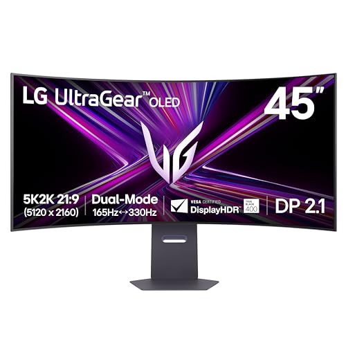 45" LG 45GX950A-B UltraGear 5120x2160 5K2K 165Hz OLED Curved Monitor
