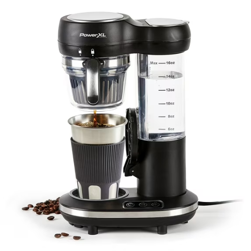PowerXL Grind & Go Plus Automatic Single-Serve Coffee Machine w/ 16-Oz Water Reservoir
