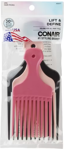 Conair Lift & Define Detangling Hair Pick Combs, 3-Pack Deal