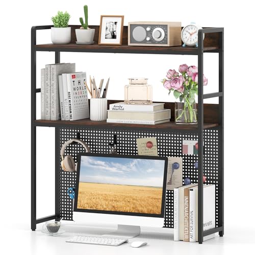 Tangkula Desktop Bookshelf with Pegboard Deal