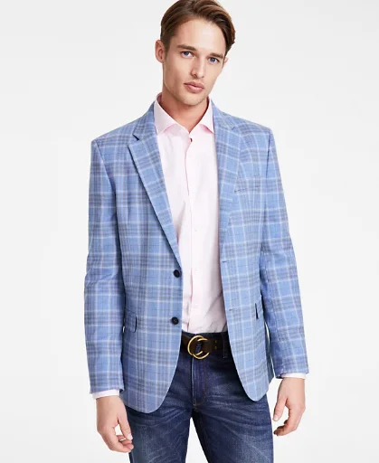 Nautica Men's Modern-Fit Plaid Stretch Sport Coat