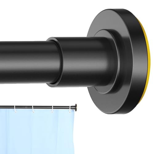 CorkLatta Adjustable 31" to 80" Spring Tension 1" Shower Curtain Rod (Black)