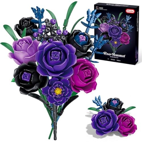 Sitodier Flowers Bouquet Building Set (563pcs) – Purple & Black Roses Deal