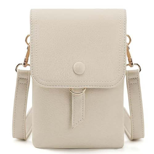 Kiss Sea Shoulder Handbag for Women PU Leather Multi-Compartment Wallet Purse Beige