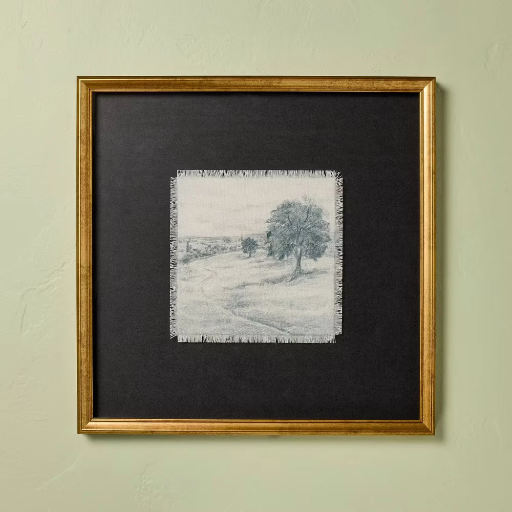 Hearth & Hand 18"x18" Square Landscape Framed Wall Art (Matte Black)