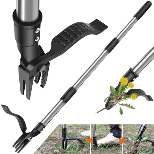 GOXAWEE 4-Claw Stand Up Weed Puller with 46” Handle
