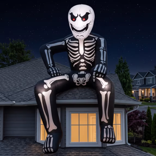 Joyfy 8.5 FT Halloween Inflatable Rooftop Skeleton with Built-in LED Deal