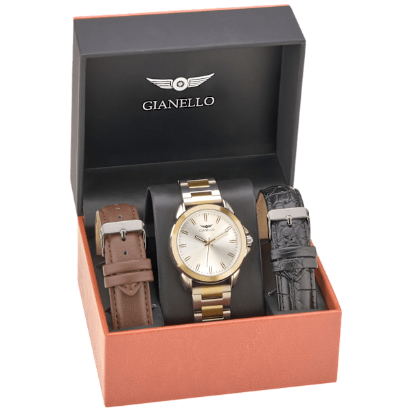 Gianello Monarc Men's Watch with Interchangeable 3 Strap Set Deal