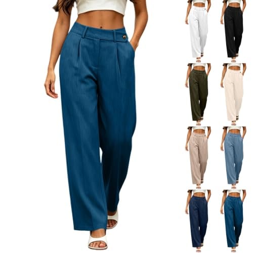 High Waisted Wide Leg Pleated Dress Pants Deal