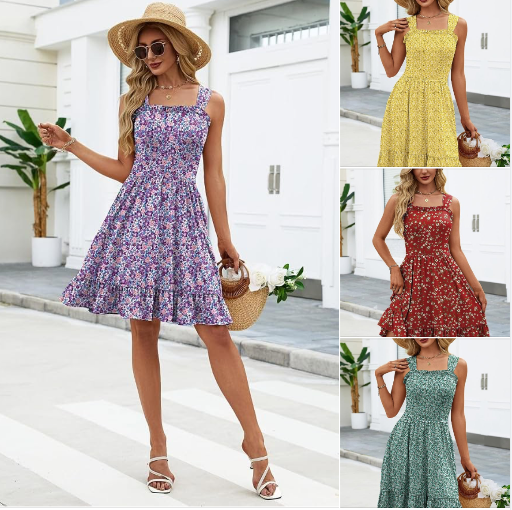 A Line Floral Sundress with Pockets