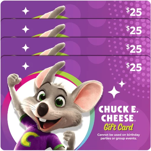 Chuck E. Cheese Gift Card (4 x $25, Email Delivery)