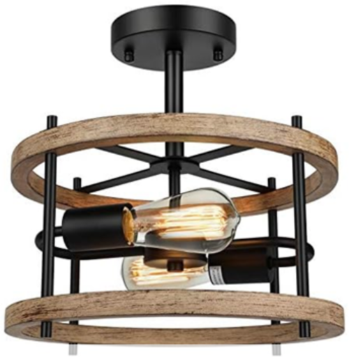  2-Light Retro Semi Flush Mount Light   