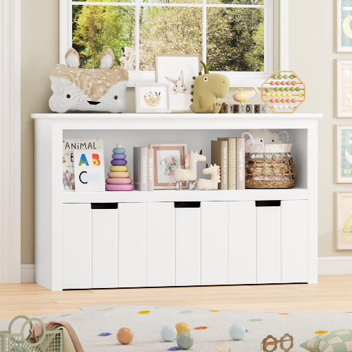 Homfa Kids Cube Toy Storage w/ 3 Wheeled Drawers and Shelf (White) Deal