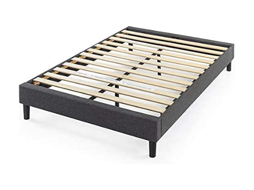 Zinus Curtis Upholstered Platform Bed Frame w/ Wood Slat Support (Grey, Queen)