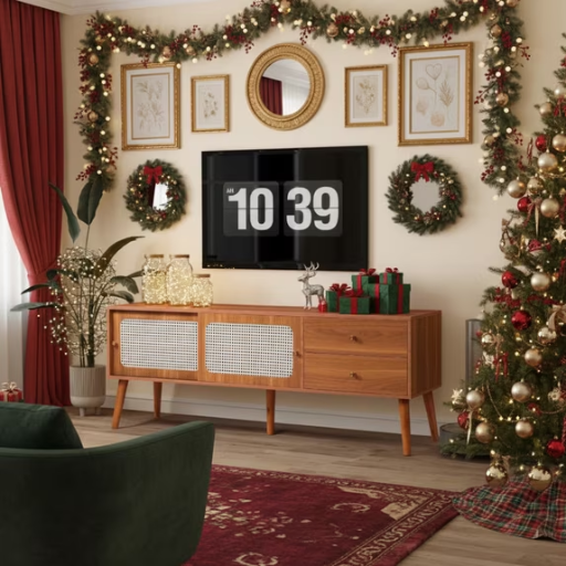 Segmart Boho Rattan TV Stand for up to 65" TVs