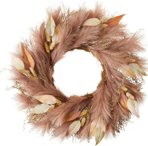24" Way to Celebrate Polyester Pampas Grass Autumn Wreath