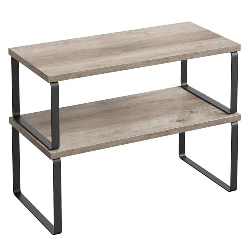 SONGMICS Cabinet Organizer Shelf, Set of 2 Kitchen Counter Shelves