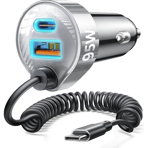 65W LISEN PD/QC 3.0 USB-C & USB-A Car Charger w/ 36" Coiled USB-C Cable Deal