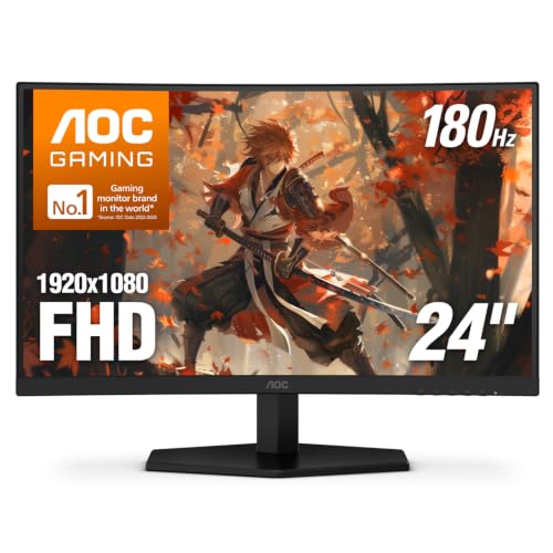 24" AOC Curved FHD 1080p 180Hz VA Gaming Monitor