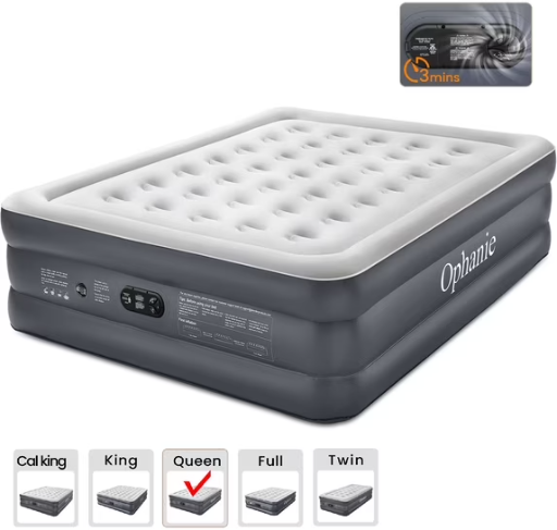 Ophanie Queen Air Mattress 18-Inch Elevated with Built-in Pump