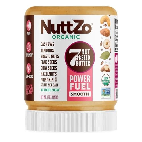NuttZo Organic Power Fuel 7 Nuts and Seeds Butter Smooth 12 oz
