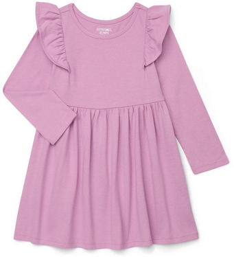 Garanimals Toddler Girl Long Sleeve Solid Dress with Ruffle Shoulders