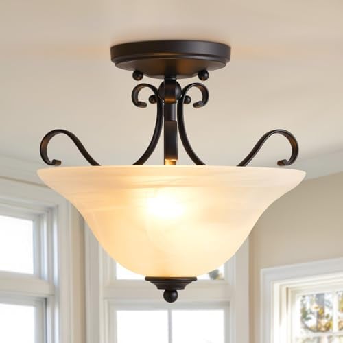 12" Luvkczc Retro Semi Flush Mount Ceiling Light Fixture
