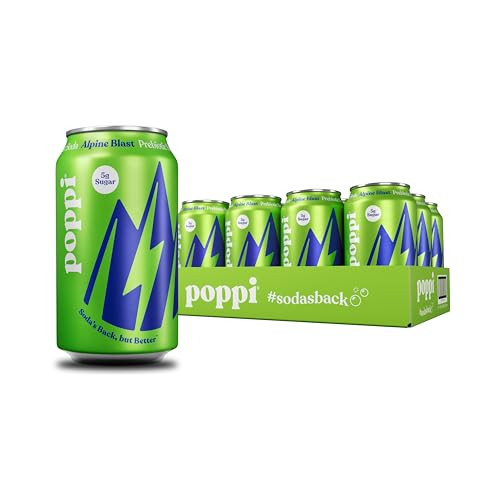 poppi Sparkling Prebiotic Soda Beverage 12-Pack 12-Oz, Alpine Blast Flavor