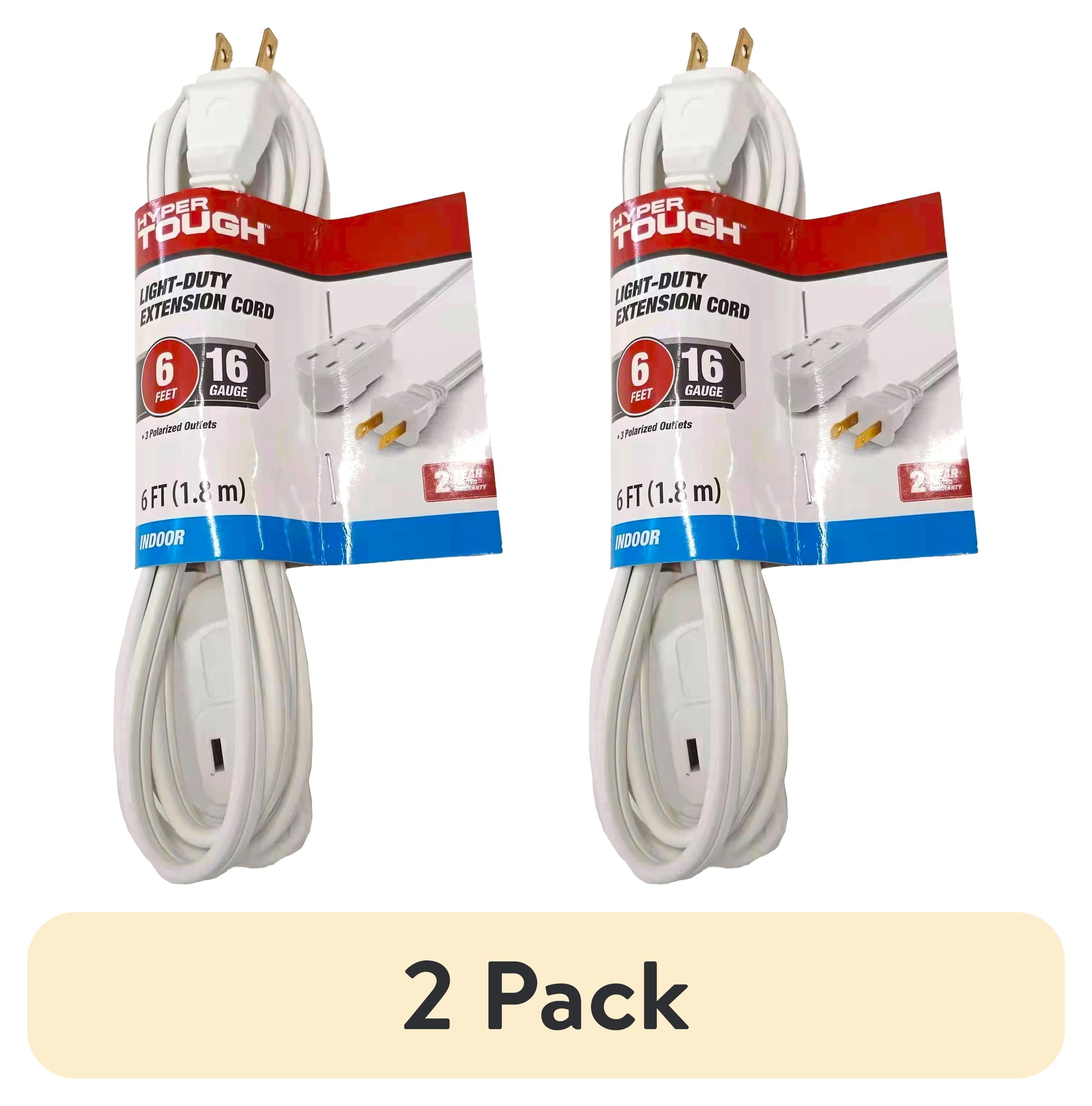 Hyper Tough 6FT 16AWG Indoor Household Extension Cord 2-Pack Deal