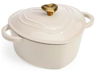 2-Qt Paris Hilton Enameled Cast Iron Heart-Shaped Dutch Oven w/ Lid (Cream) Deal