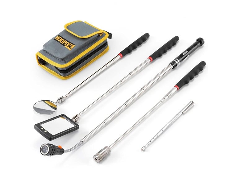 Koopool Telescoping Magnetic Pickup Tool Set w/ Mirror & LED Flashlight