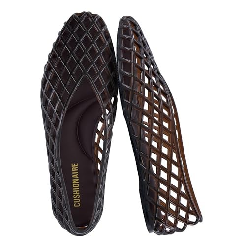 CUSHIONAIRE Siesta Modern Lattice Jelly Flats for Women