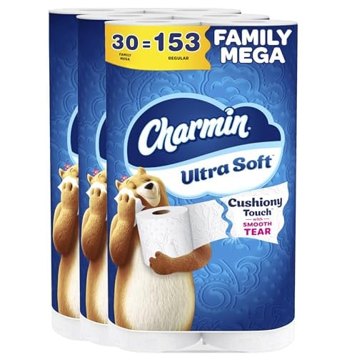 Charmin Cushiony Touch Toilet Paper Family Mega Rolls (Ultra Soft) 2 x 30-Pack 288-Sheets Deal
