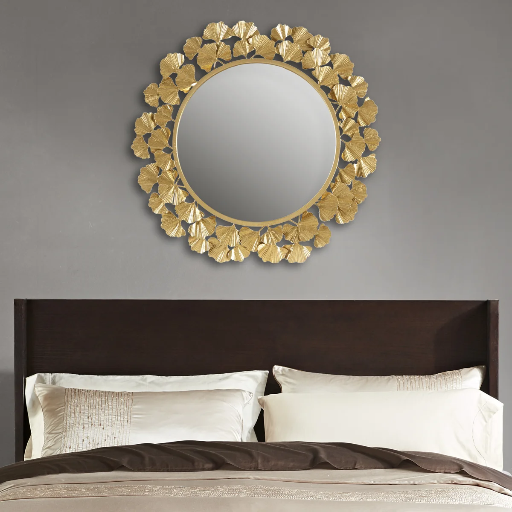 Martha Stewart Eden Ginkgo Leaf Round Wall Mirror