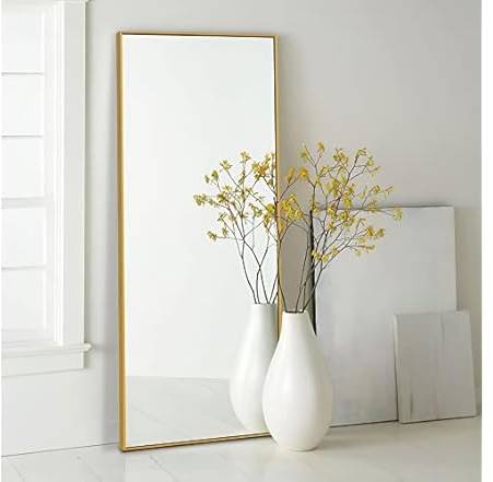 NeuType Arched Full Length Standing/Wall Mirror 65" x 22" Gold w/ Aluminum Frame