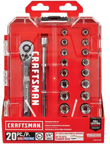 Craftsman 20-Piece 1/4" drive Metric and SAE 6 Point Socket and Ratchet Set Deal