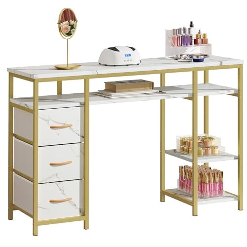 DWVO Manicure Vanity Desk with 3 Drawers
