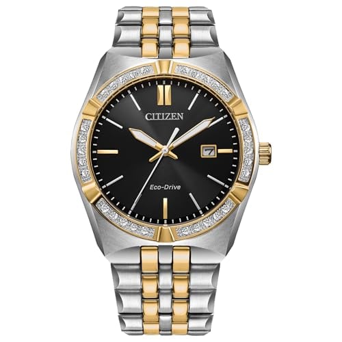 Citizen Men's Eco-Drive Corso Diamond Bezel Two-Tone Stainless Steel Bracelet Watch