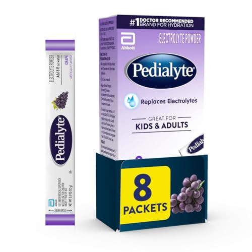 8-Count Pedialyte Electrolyte Powder Hydration Drink for Kids & Adults (Grape)