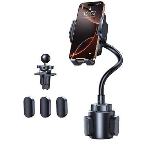 TECKNET Car Cup Phone Holder w/ Adjustable Gooseneck & Air Vent Mount (Black) Deal