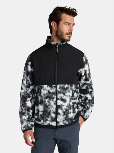Ozark Trail Men's and Big Men's Mix Media Fleece Jacket (Tie Dye/Black) Deal