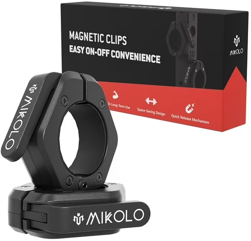Mikolo Magnetic Barbell Clamps 2 Inch Olympic with Anti Slip TPR Lining and Magnetic Quick Release Deal
