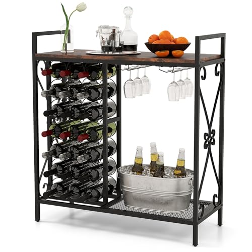 Giantex 21-Bottle Wine Rack Bar Cabinet Rustic Brown Deal