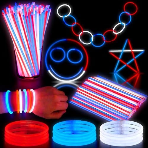 JOYIN 200 Pcs 4th of July Glow Sticks with Connectors Deal
