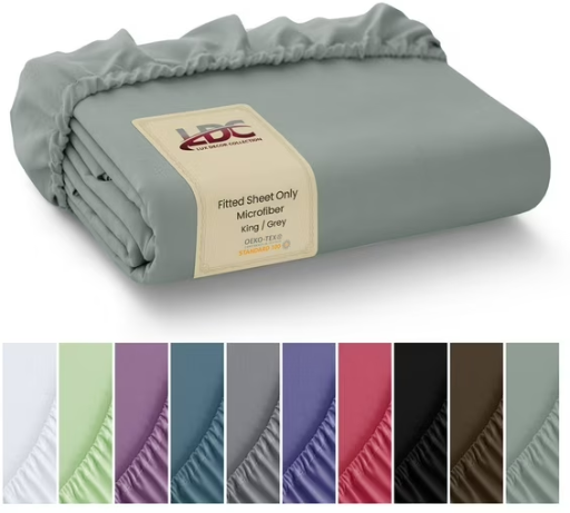 Lux Decor Collection King Fitted Sheet, Microfiber 16" Deep Pocket