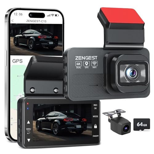 Zengest 4K+1080P Dual Dash Cam w/ 5G WiFi, 64GB Card Deal