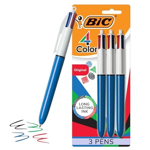 BIC 4-Color Original Retractable Ballpoint Pen 1.0mm Medium 3-Pack Deal