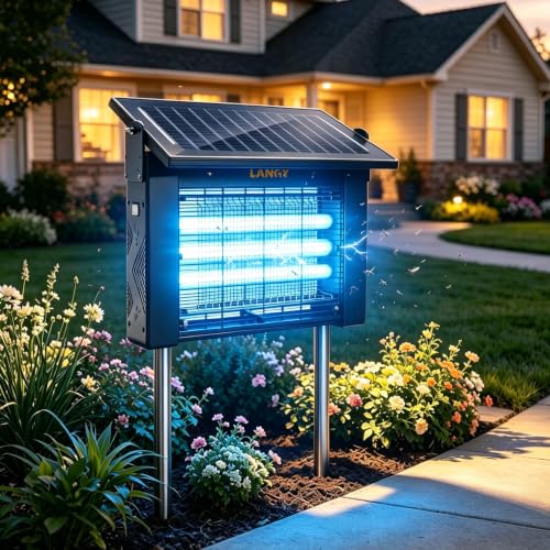 LANGY 10W Solar Bug Zapper Outdoor with 3x365nm UV Light