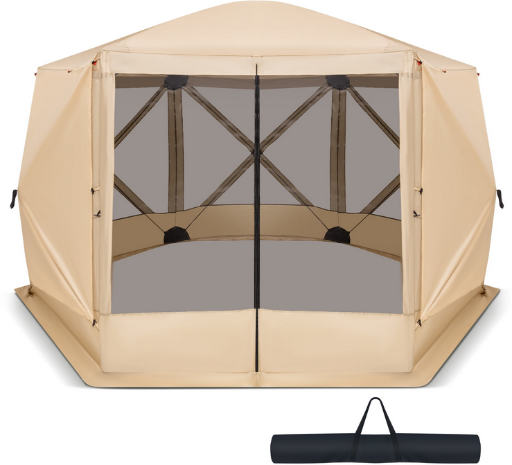Costway 11.5 x 11.5 FT 6-Sided Pop-up Screen House Tent With 2 Wind Panels