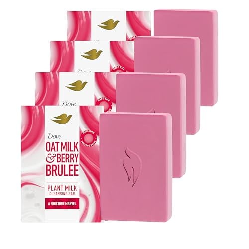 Dove Plant Milk Cleansing Bar Soap Oat Milk & Berry Brulee Moisture Marvel 4 Count 5 oz Deal